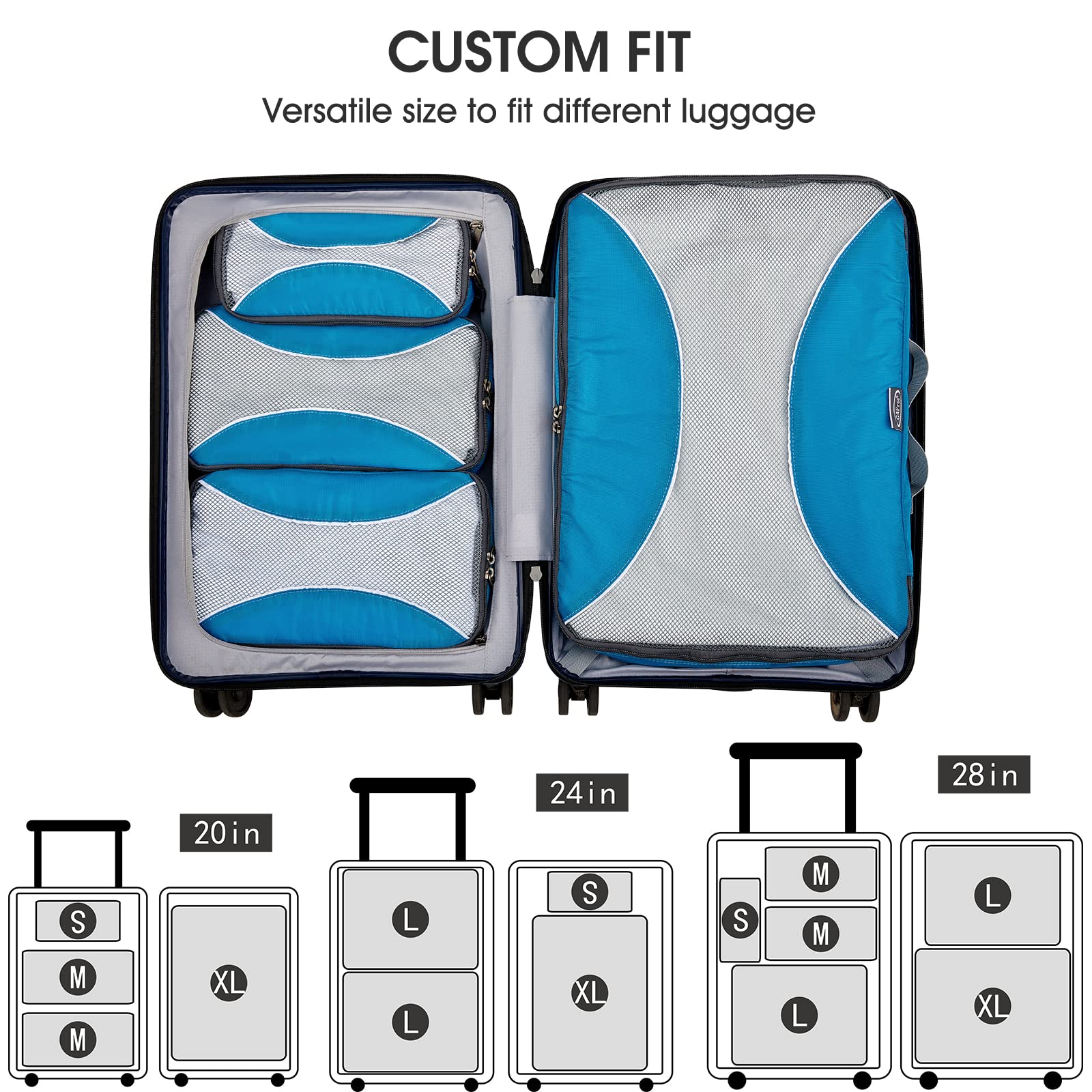 G4Free Activewear - G4Free Packing Cubes 6pcs Travel Accessories Organizers Travel Packing Bags -D10V005A-D10V005B