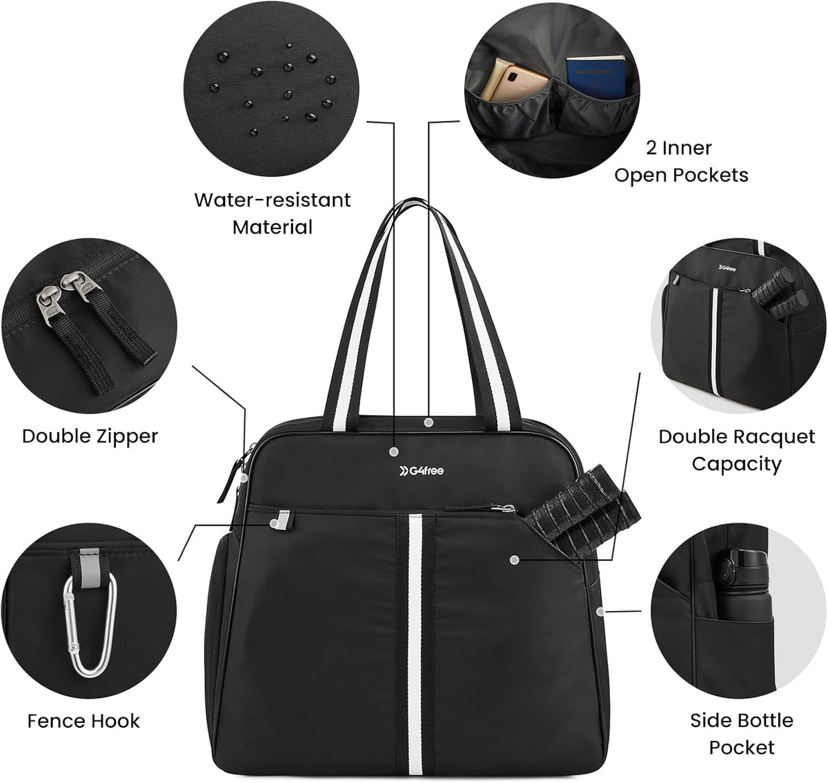 G4Free Activewear - G4Free Pickleball Bag Tote for Women and Men -TN24B346D-TN24B346C-TN24B346A-TN24B346B-TN24B346E