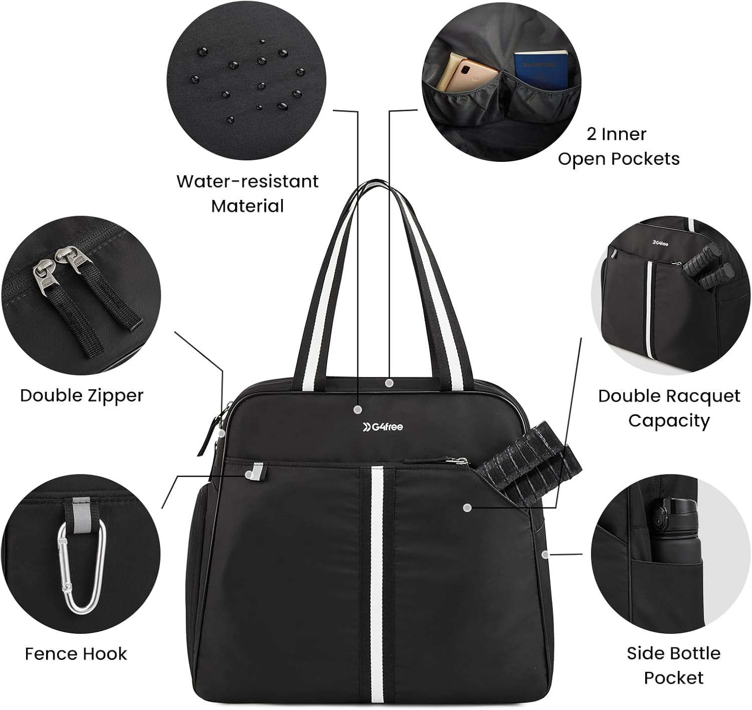 G4Free Activewear - G4Free Pickleball Bag Tote for Women and Men -TN24B346D-TN24B346C-TN24B346A-TN24B346B-TN24B346E