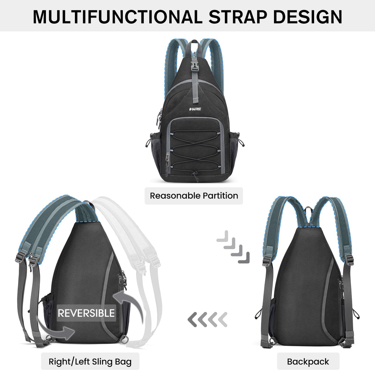 G4Free Activewear - G4Free Pickleball Bag with Adjustable Strap -TN23B320A-TN23B320B-TN23B320C