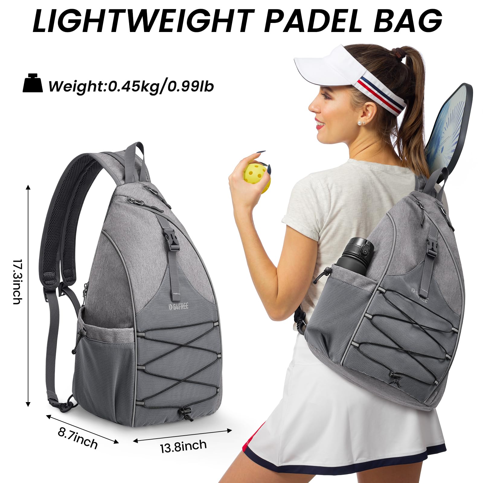 G4Free Activewear - G4Free Pickleball Bag with Waterproof Pocket/Fence Hook -TN23B324A-TN23B324B-TN23B324C-TN23B324D-TN23B324E