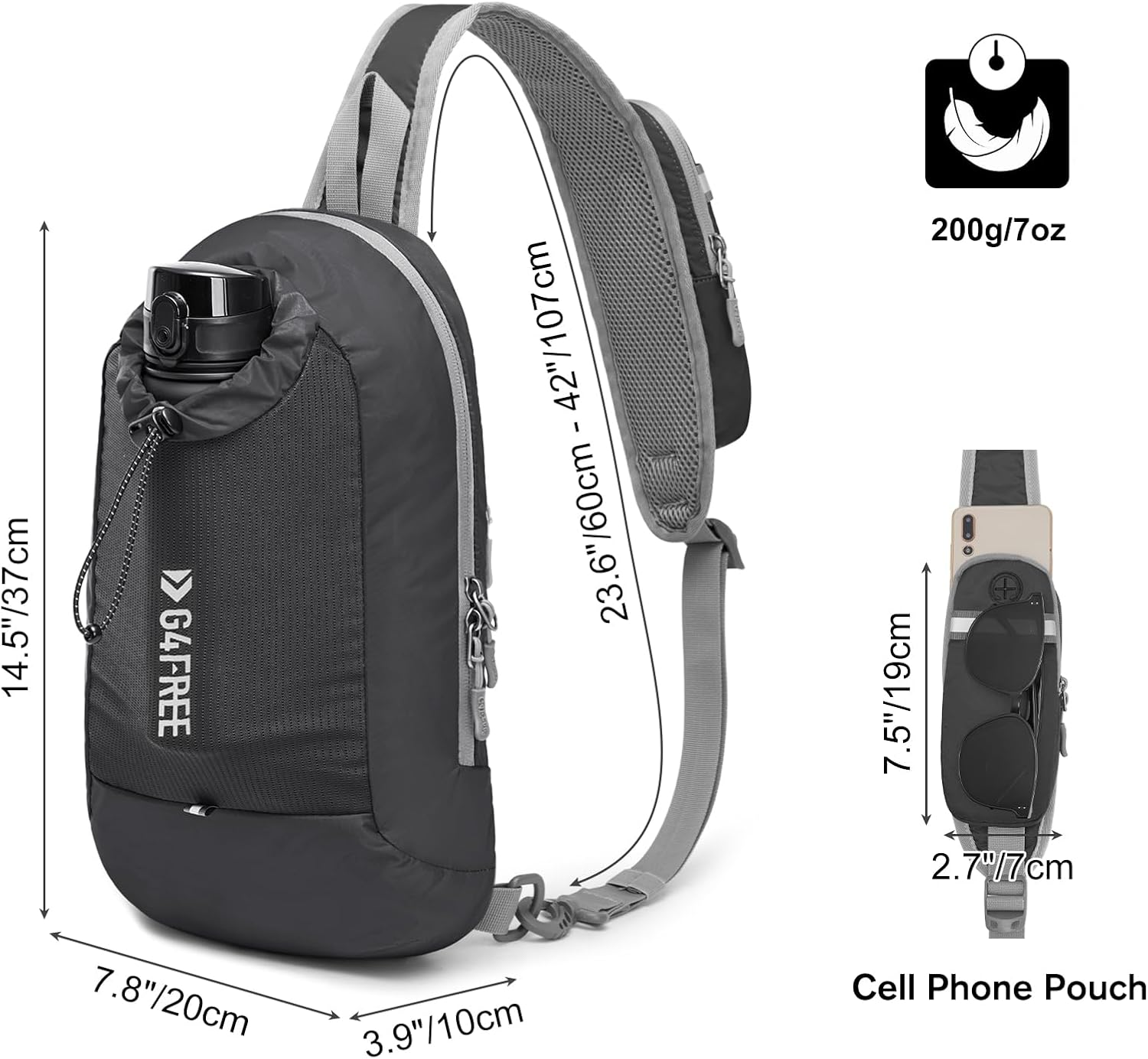 G4Free Activewear - G4Free RFID Blocking Lightweight Crossbody Chest Shoulder Bag -TN23B317A-TN23B317E-TN23B317C-TN23B317D-TN23B317B