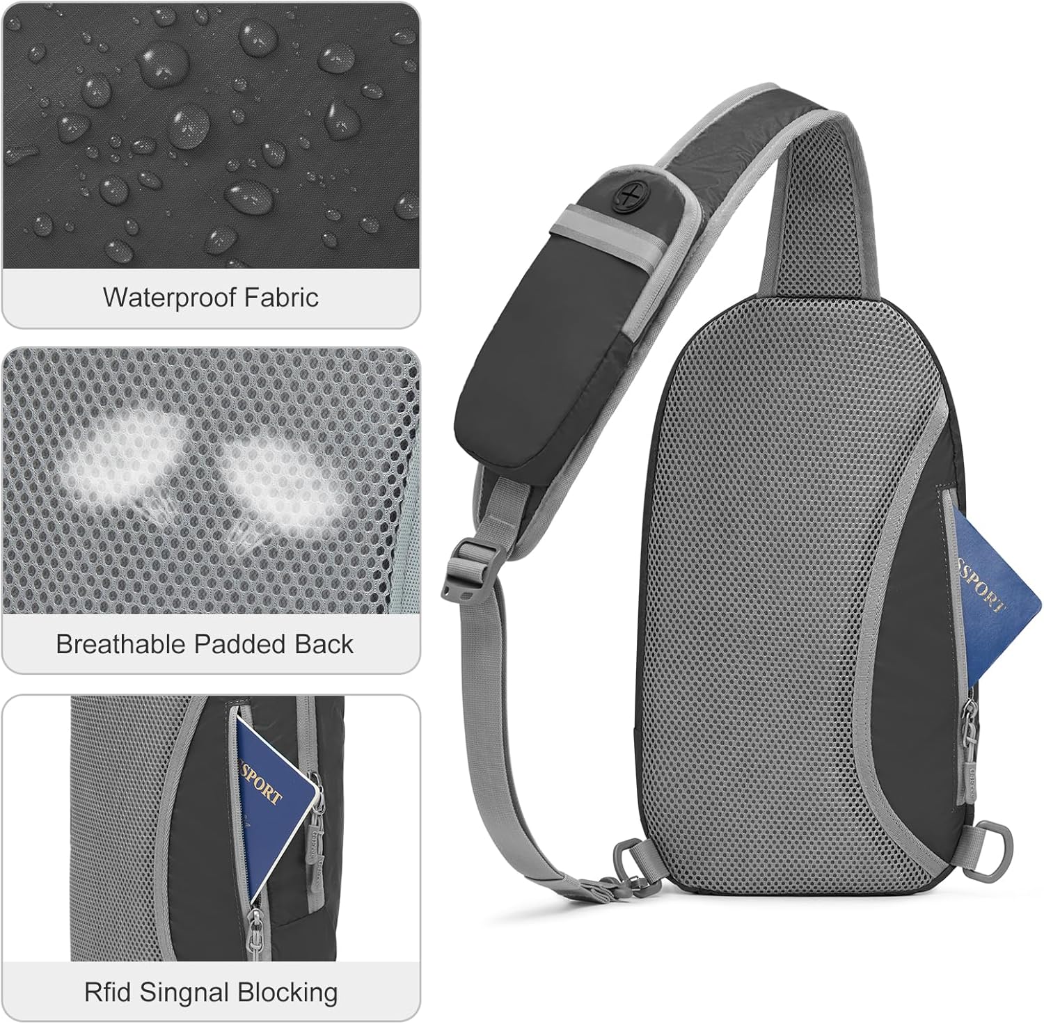 G4Free Activewear - G4Free RFID Blocking Lightweight Crossbody Chest Shoulder Bag -TN23B317A-TN23B317E-TN23B317C-TN23B317D-TN23B317B