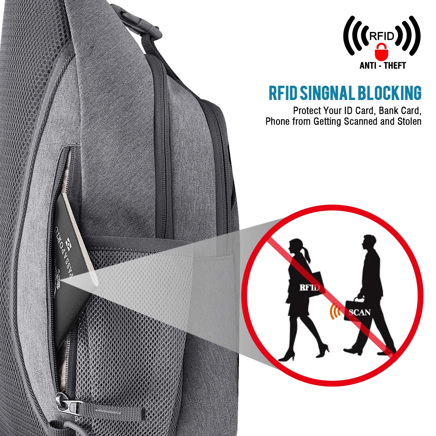 G4Free Activewear - G4Free RFID Blocking Sling Bag -D02V743C-D02V743P-D02V743S-D02V743A-D02V743N