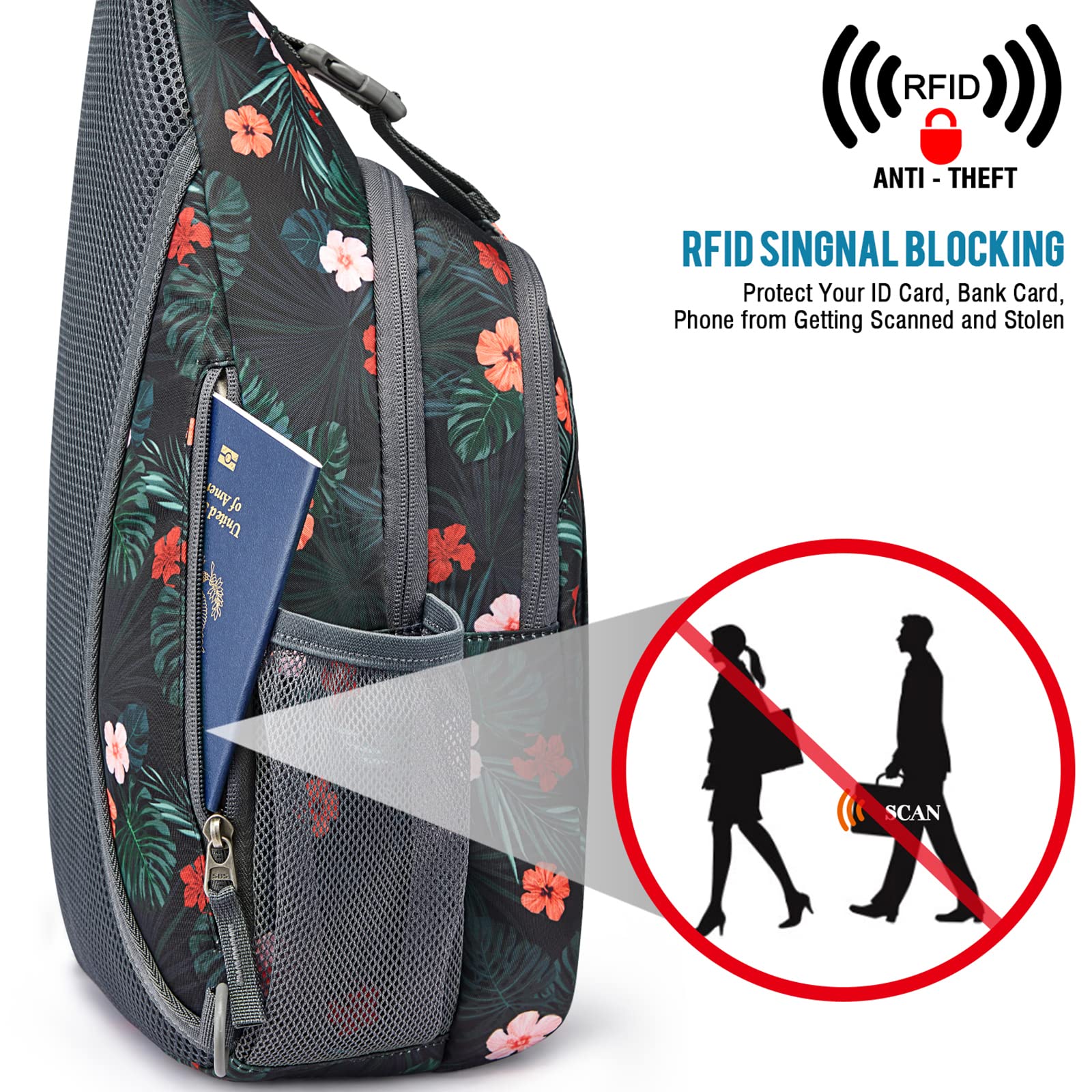 G4Free Activewear - G4Free RFID Blocking Sling Bag -D02V743S-D02V743A-D02V743P-D02V743N-D02V743B