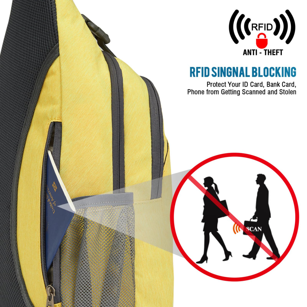 G4Free Activewear - G4Free RFID Blocking Sling Bag -D02V743S-D02V743A-D02V743P-D02V743N-D02V743B