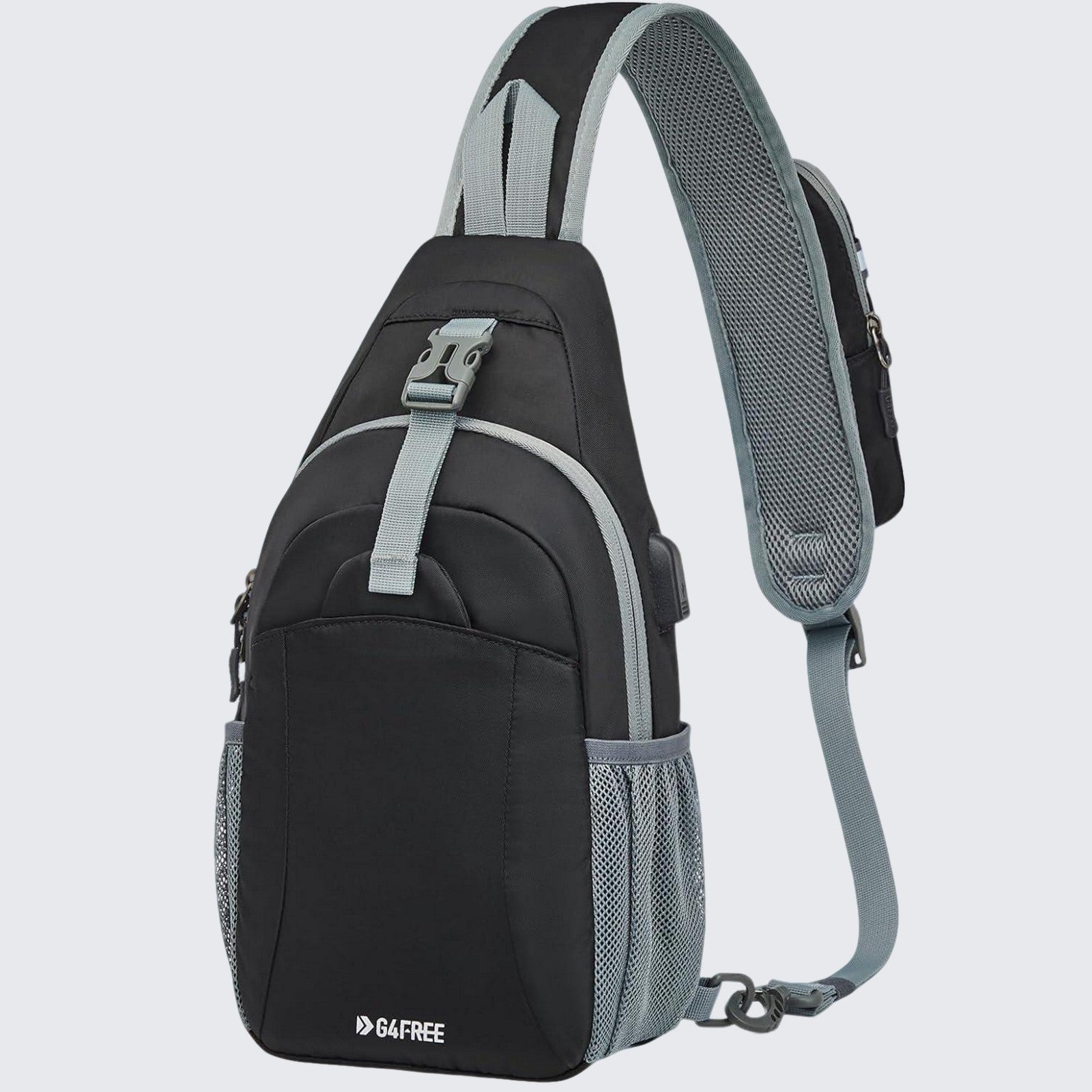 G4Free Activewear - G4Free RFID Crossbody Sling Backpack with USB Charging Port -TN23B273A-TN23B273H-TN23B273E-TN23B273C-TN23B273B