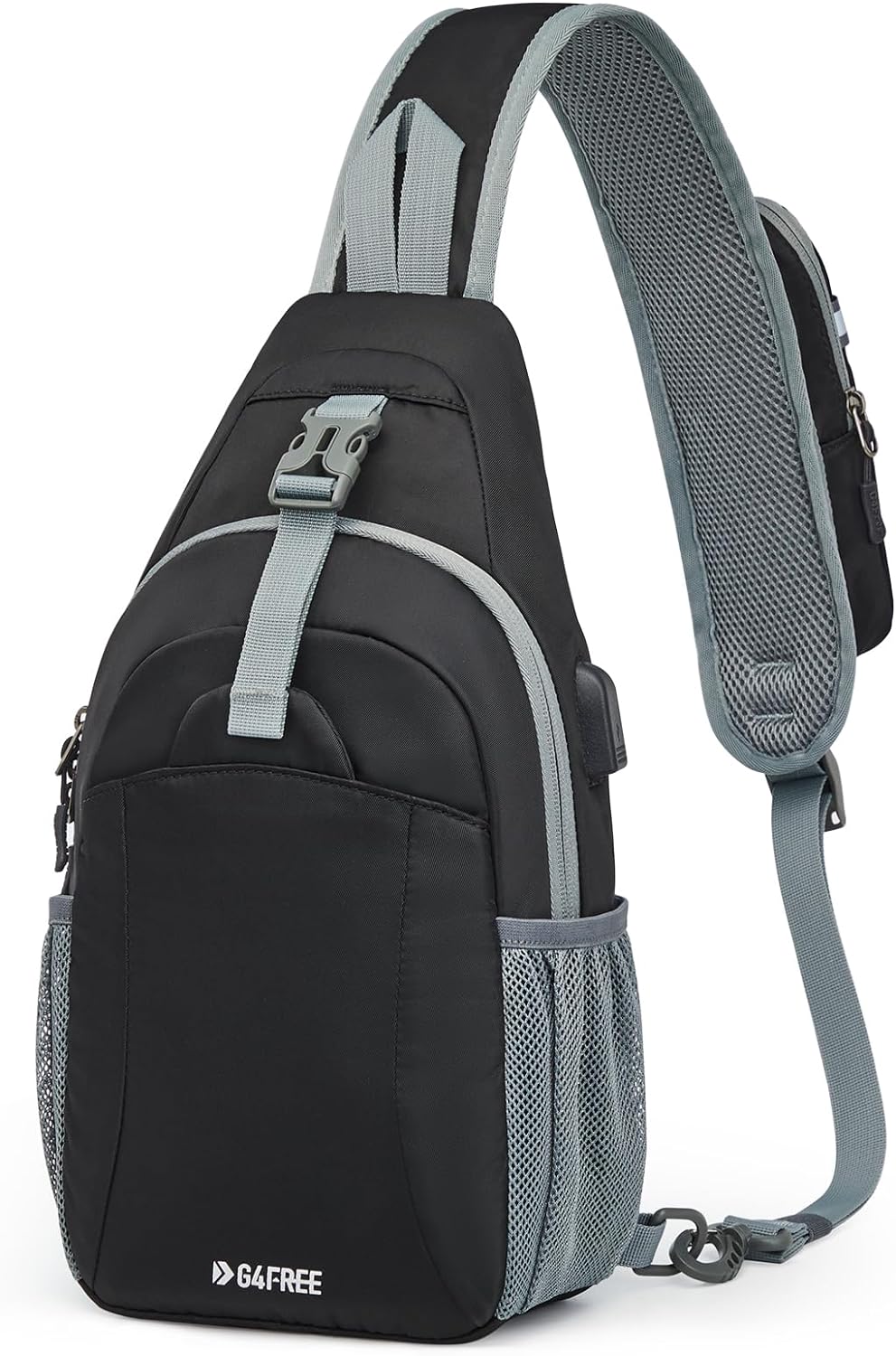 G4Free Activewear - G4Free RFID Crossbody Sling Backpack with USB Charging Port -TN23B273C-TN23B273A-TN23B273H-TN23B273E-TN23B273B