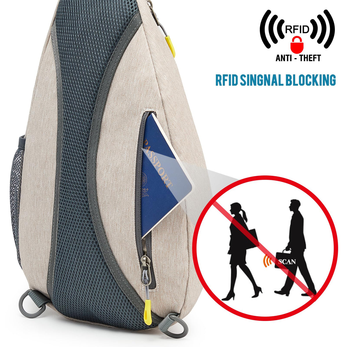 G4Free Activewear - G4Free RFID Sling Bag Crossbody Backpack -D02V708F-D02V708E-D02V708H-D02V708J-D02V708L