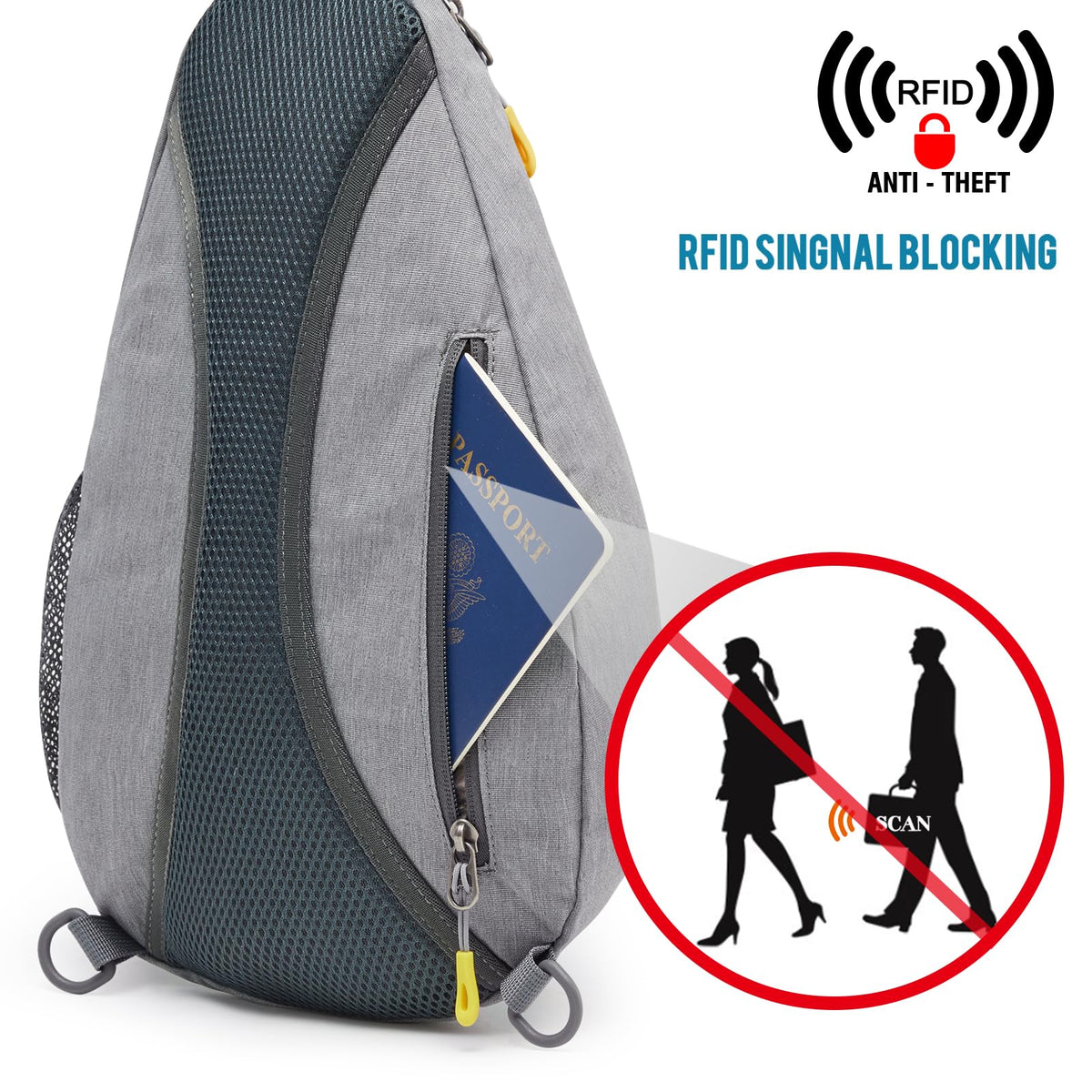 G4Free Activewear - G4Free RFID Sling Bag Crossbody Backpack -D02V708F-D02V708E-D02V708H-D02V708J-D02V708L