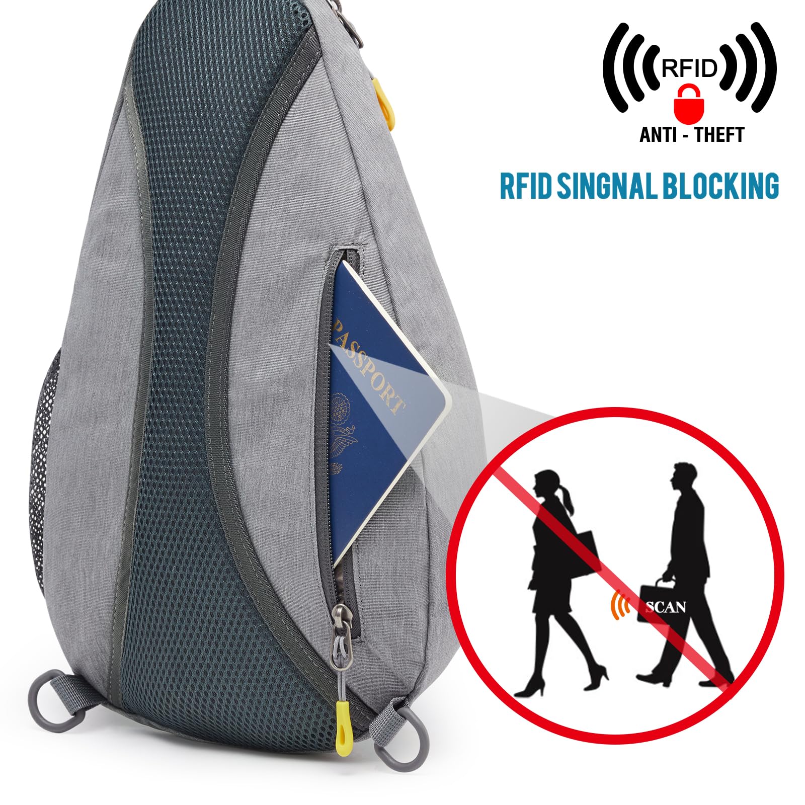 G4Free Activewear - G4Free RFID Sling Bag Crossbody Backpack -D02V708F-D02V708E-D02V708H-D02V708J-D02V708L