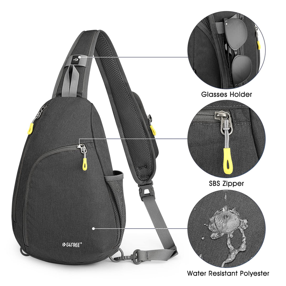 G4Free Activewear - G4Free RFID Sling Bag Crossbody Backpack -D02V708F-D02V708E-D02V708H-D02V708J-D02V708L