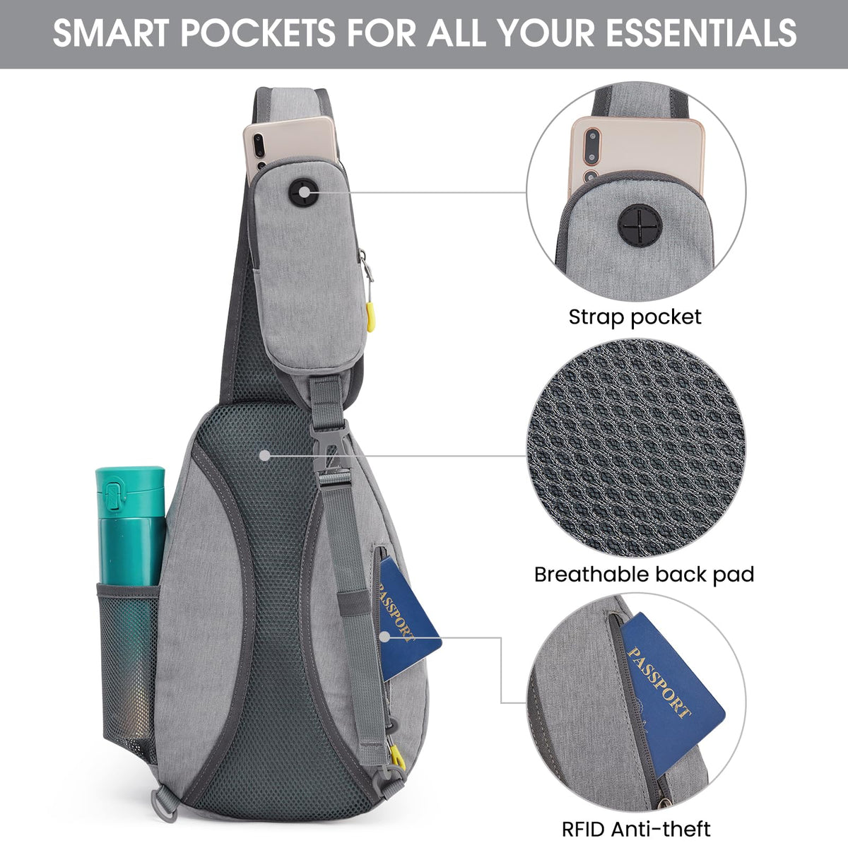 G4Free Activewear - G4Free RFID Sling Bag Crossbody Backpack -D02V708F-D02V708E-D02V708H-D02V708J-D02V708L