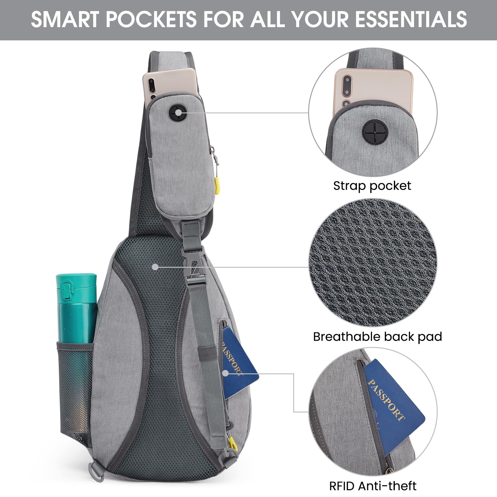 G4Free Activewear - G4Free RFID Sling Bag Crossbody Backpack -D02V708F-D02V708E-D02V708H-D02V708J-D02V708L