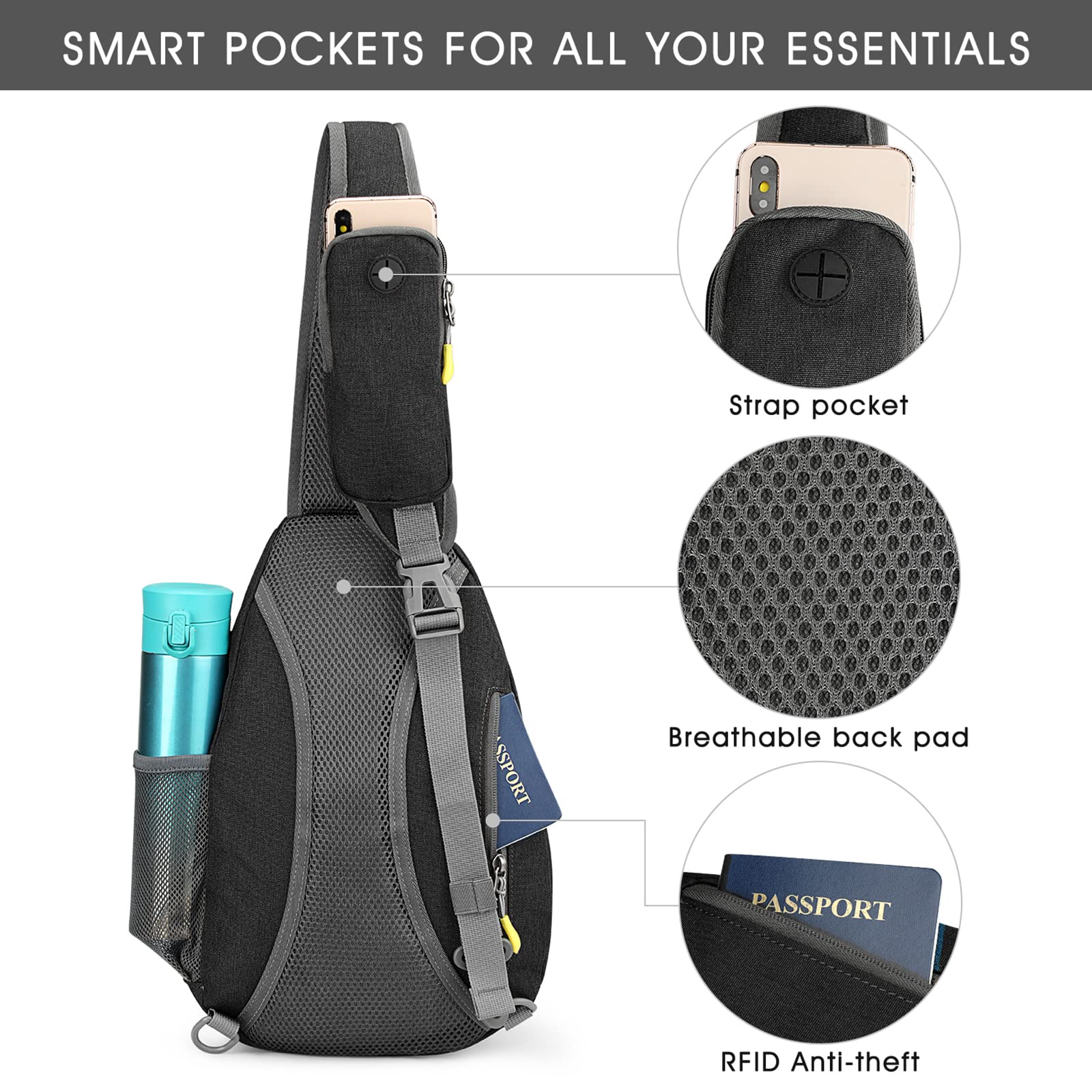 G4Free Activewear - G4Free RFID Sling Bag Crossbody Backpack -D02V708F-D02V708E-D02V708H-D02V708J-D02V708L