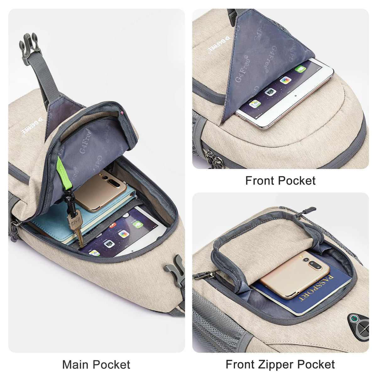 G4Free Activewear - G4Free RFID Sling Bag for Hiking Outdoor -TN22B091A-TN22B091E-TN22B091B-TN22B091F-TN22B091D