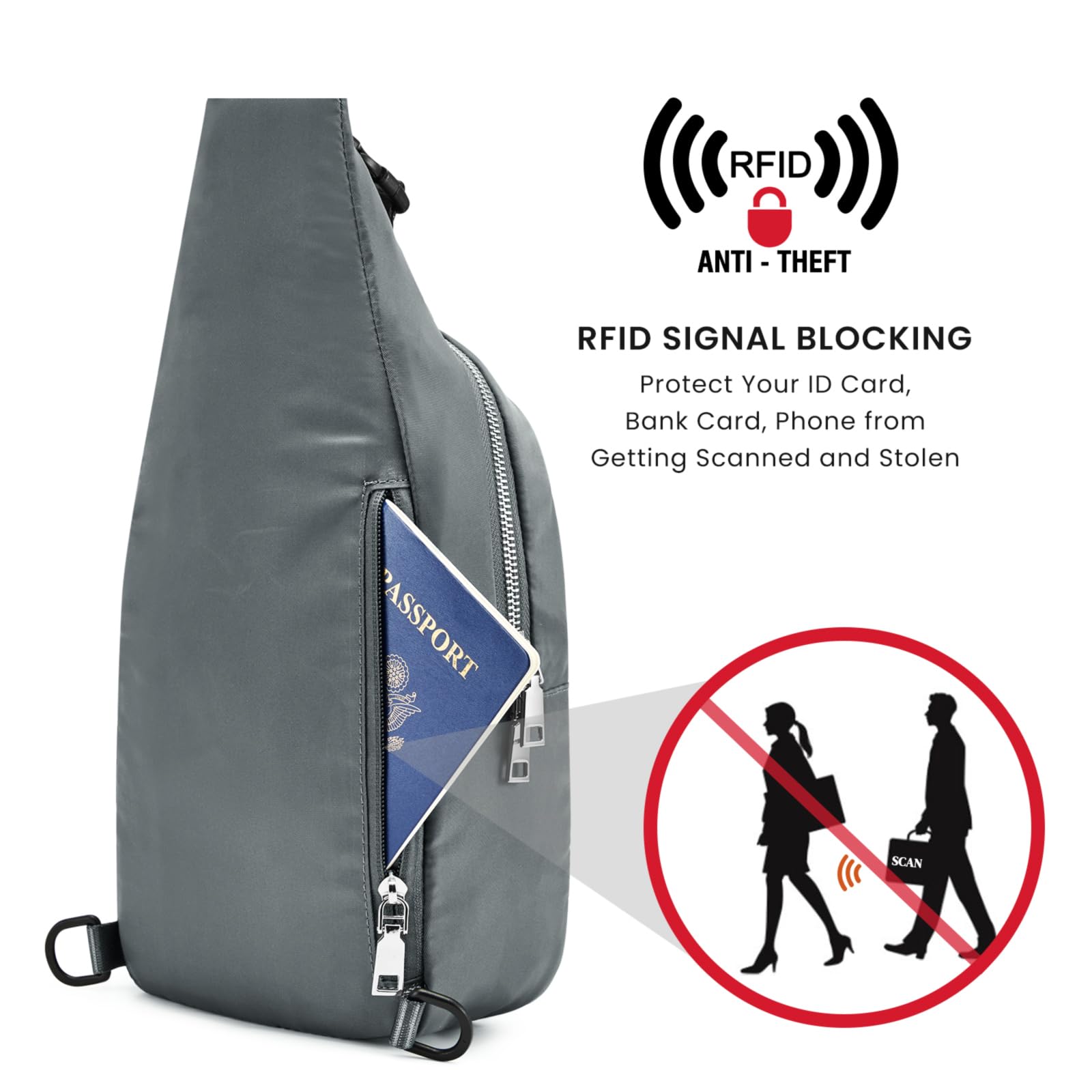 G4Free Activewear - G4Free Sling Bag RFID Blocking Crossbody Sling Bag -TN23B196C-TN23B196B