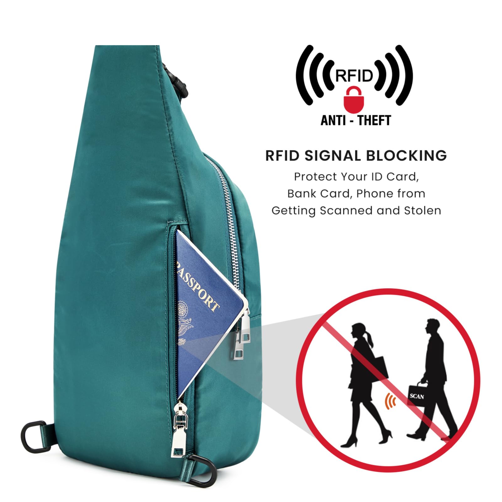 G4Free Activewear - G4Free Sling Bag RFID Blocking Crossbody Sling Bag -TN23B196C-TN23B196B