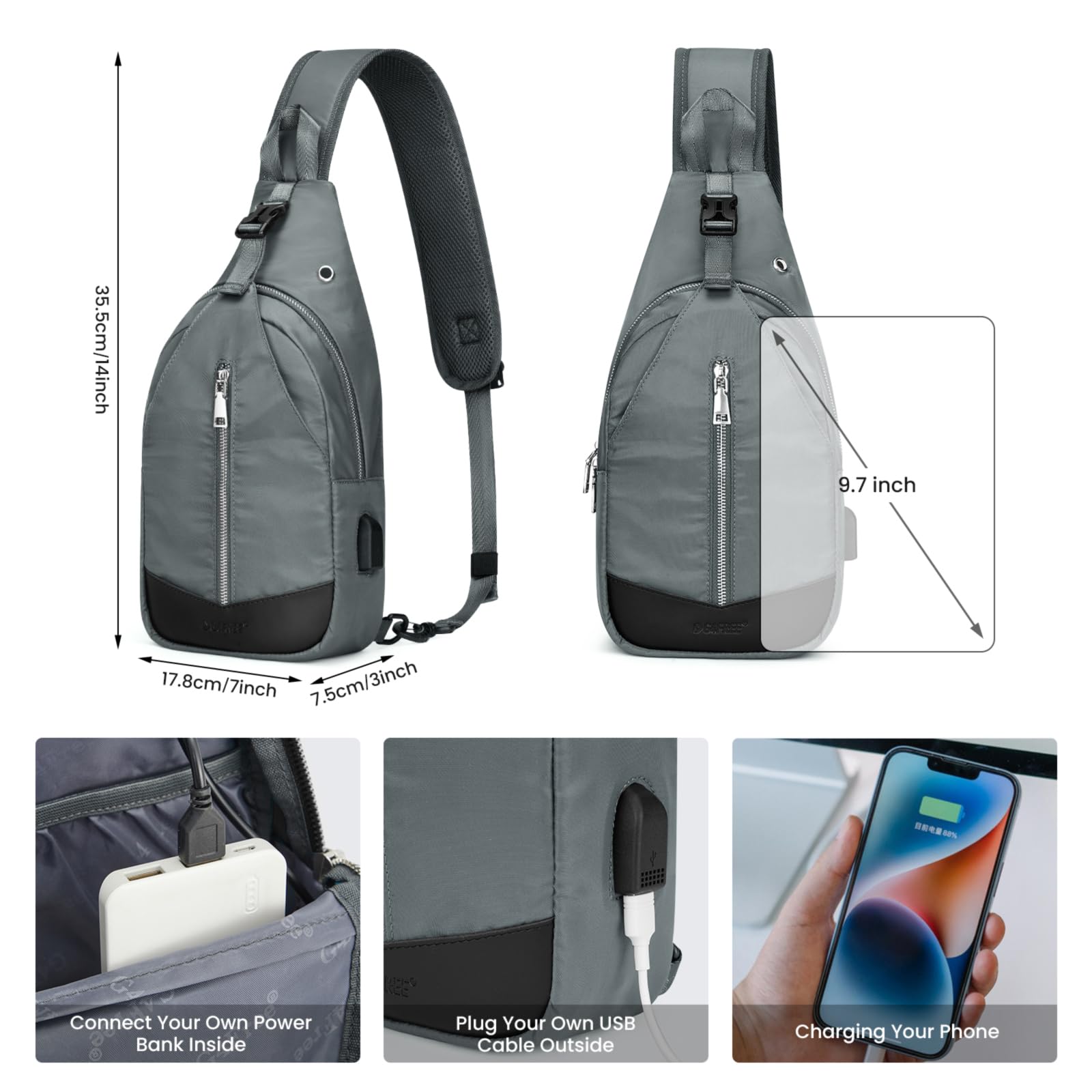 G4Free Activewear - G4Free Sling Bag RFID Blocking Crossbody Sling Bag -TN23B196C-TN23B196B