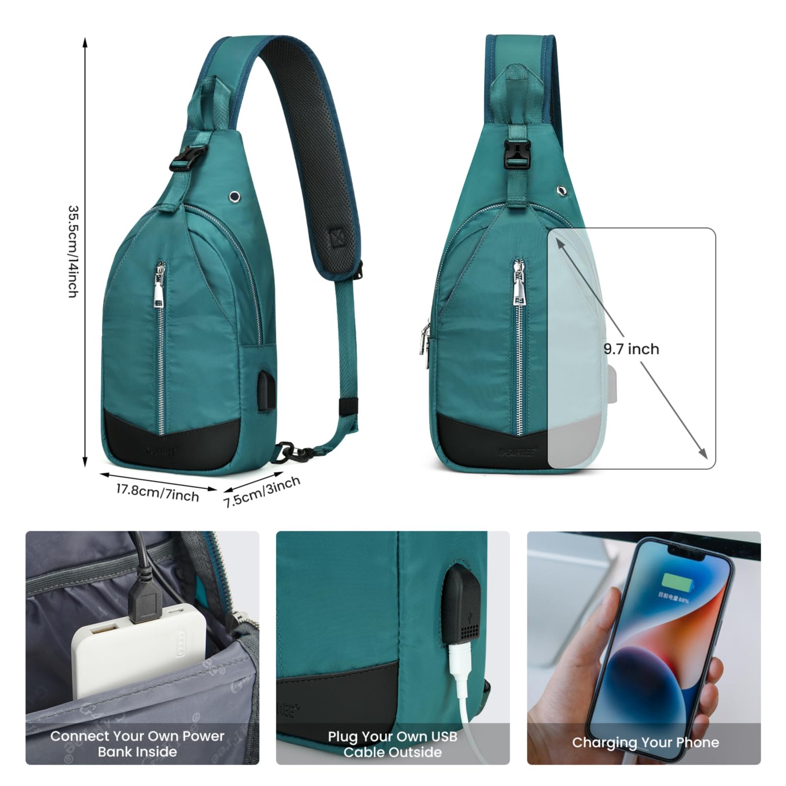 G4Free Activewear - G4Free Sling Bag RFID Blocking Crossbody Sling Bag -TN23B196C-TN23B196B