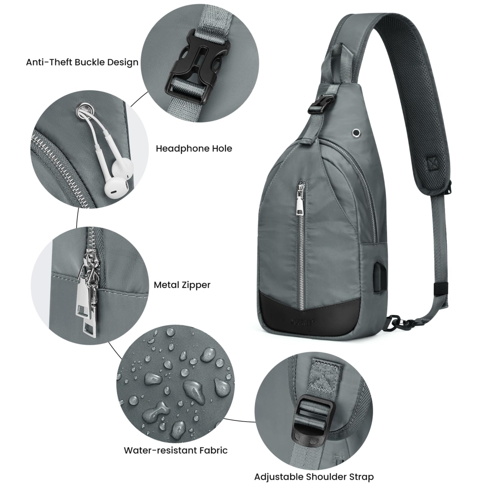 G4Free Activewear - G4Free Sling Bag RFID Blocking Crossbody Sling Bag -TN23B196C-TN23B196B