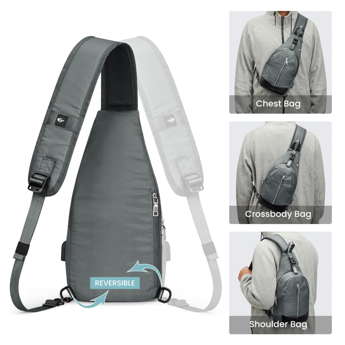 G4Free Activewear - G4Free Sling Bag RFID Blocking Crossbody Sling Bag -TN23B196C-TN23B196B