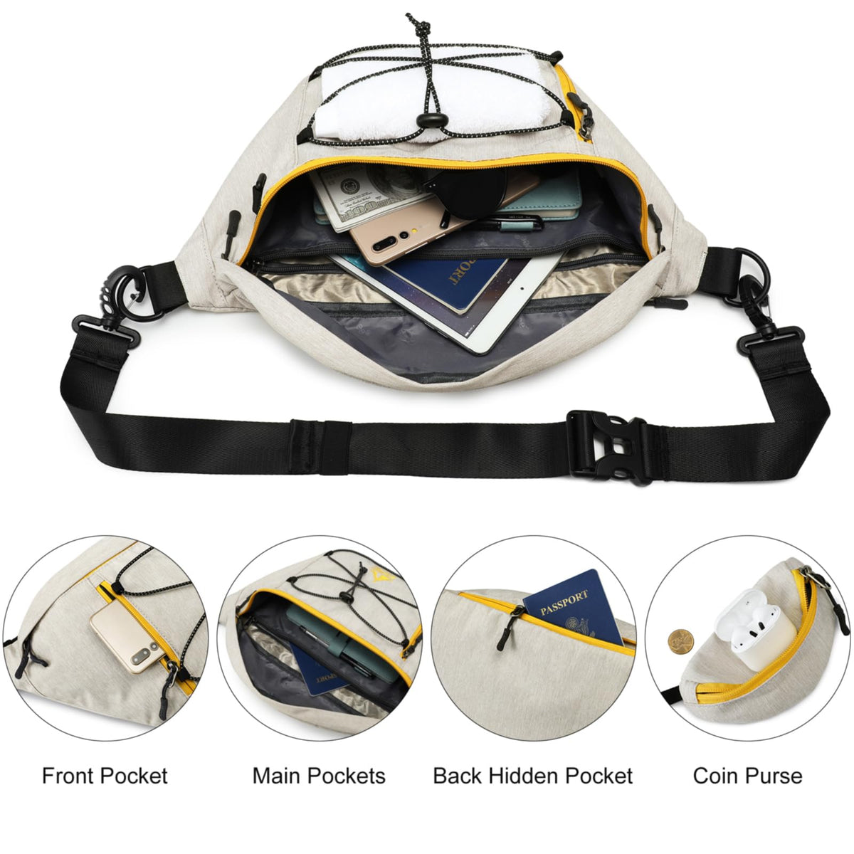 G4Free Activewear - G4Free Sling Bag RFID Blocking Over Shoulder Belt Bag -TN23B200A-TN23B200C-TN23B200B