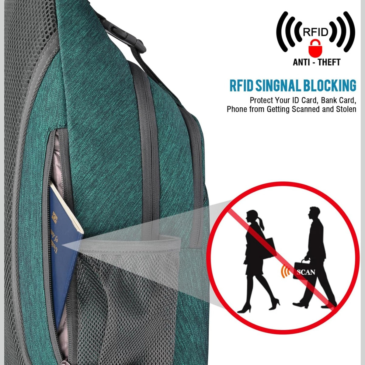 G4Free Activewear - G4Free Sling Bag RFID Blocking Sling Backpack Crossbody Chest Bag Daypack -D02V743H-D02V743C-D02V743Y-D02V743T-D02V743Q