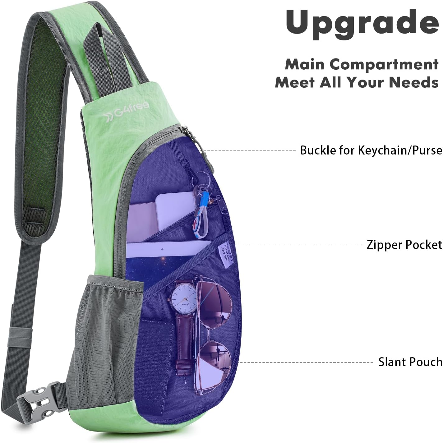 G4Free Activewear - G4Free Sling Bag, Small Crossbody Backpack Lightweight Chest Shoulder Bags -D01V068I-D01V068Z6-D01V068M-D01V068C-D01V068A