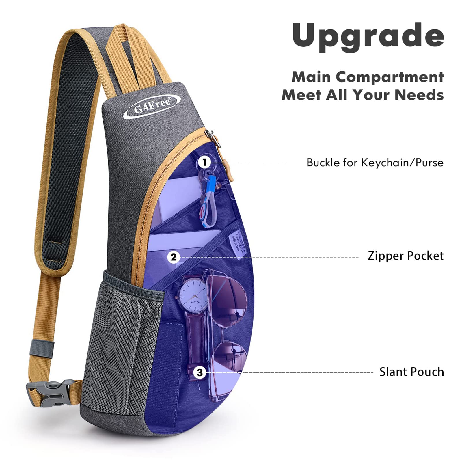 G4Free Activewear - G4Free Small Crossbody Sling Shoulder Bag -D01V068I-D01V068B-D01V068G-D01V068F-D01V068Y