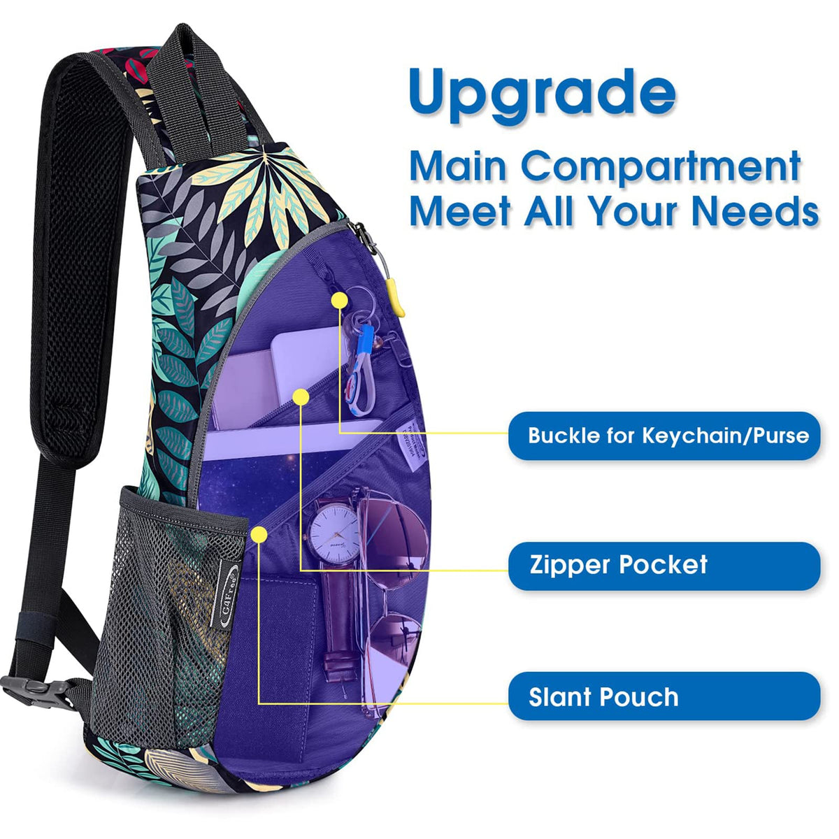 G4Free Activewear - G4Free Small Crossbody Sling Shoulder Bag -D01V068Z3-D01V068I-D01V068K-D01V068E-D01V068B