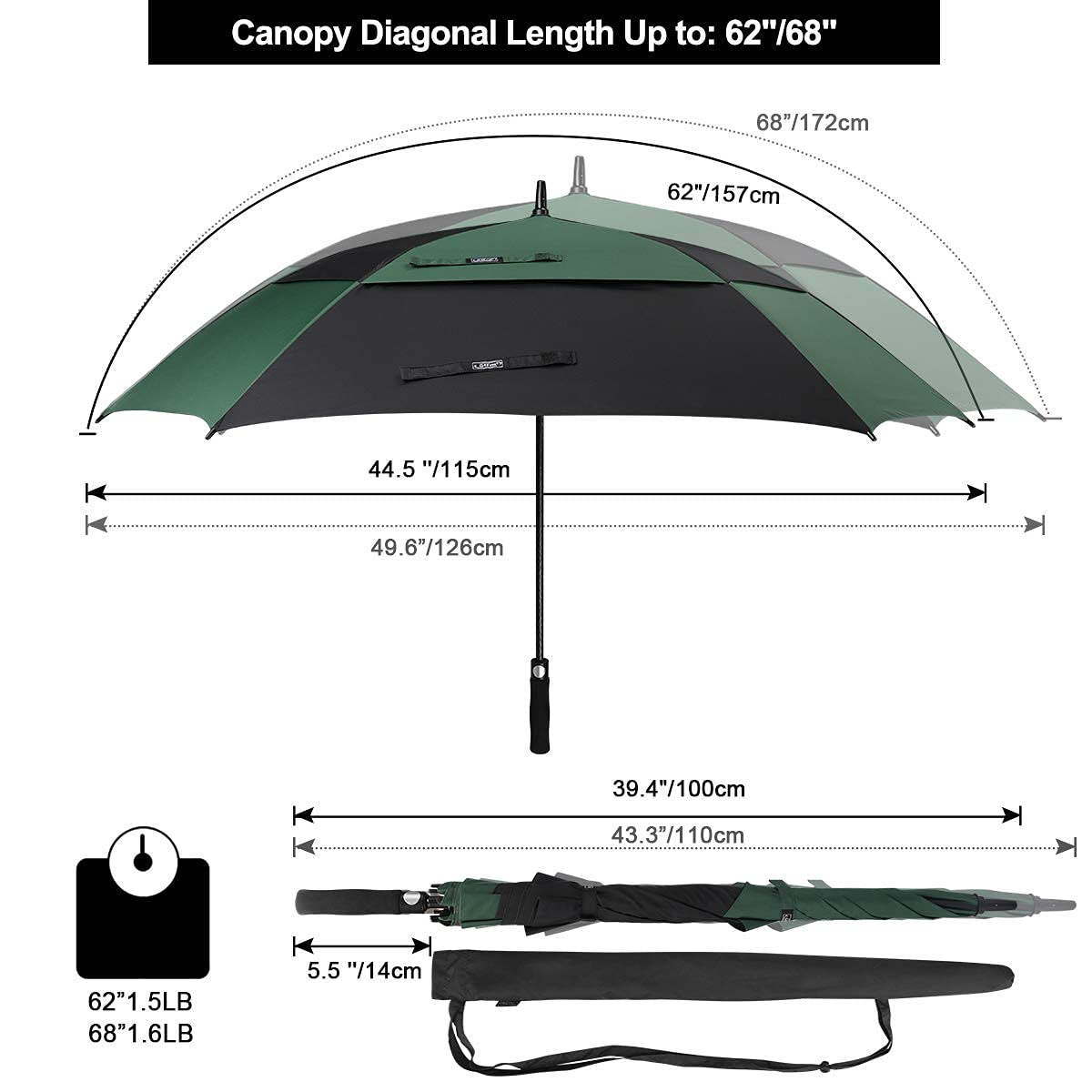 G4Free Activewear - G4Free Square Windproof Auto Open Stick Umbrella -D02V590A-D02V590C-D02V590F-D02V590B-D02V590G