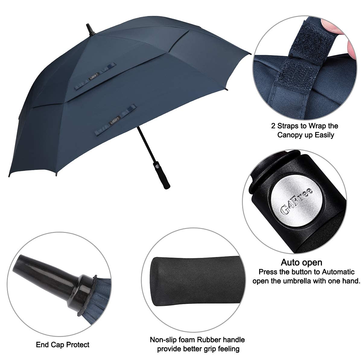 G4Free Activewear - G4Free Square Windproof Auto Open Stick Umbrella -D02V590A-D02V590C-D02V590F-D02V590B-D02V590G