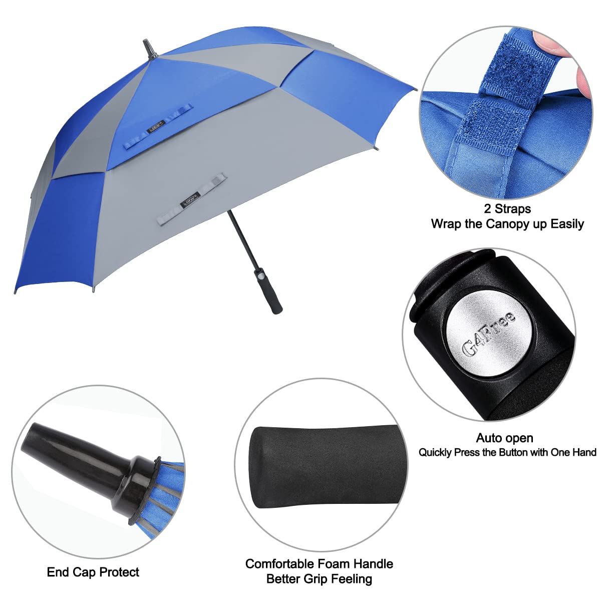 G4Free Activewear - G4Free Square Windproof Auto Open Stick Umbrella -D02V590A-D02V590C-D02V590F-D02V590B-D02V590G