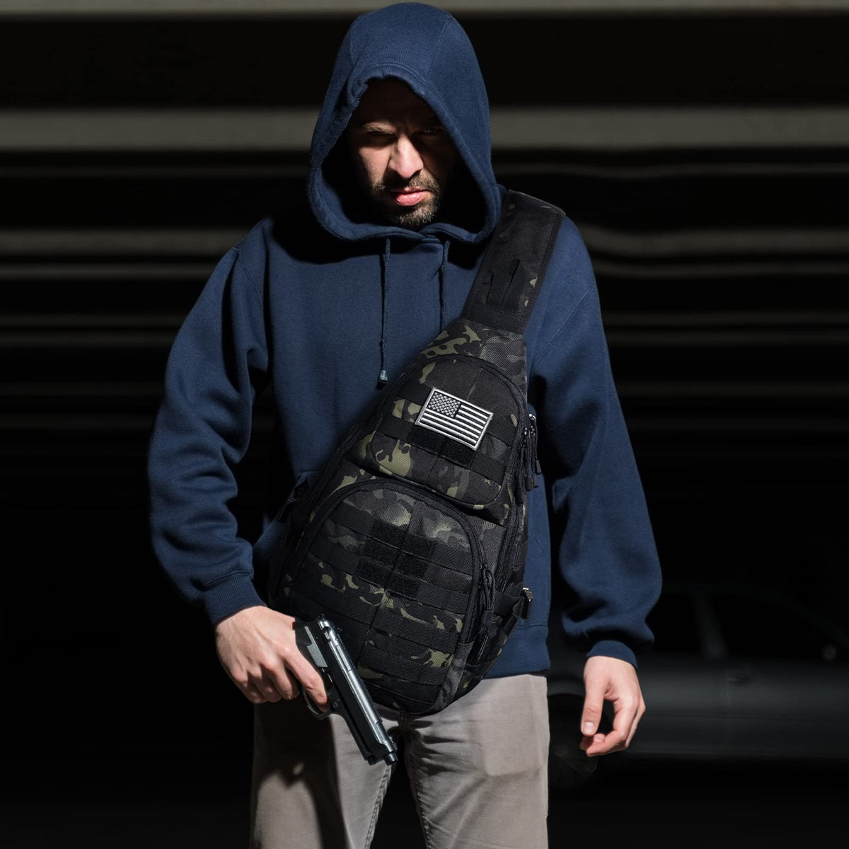 G4Free Activewear - G4Free Tactical EDC Sling Backpack, Military Rover Shoulder Sling Bag Pack with Pistol Holster for Concealed Carry -D02V760A-D02V760D-D02V760C