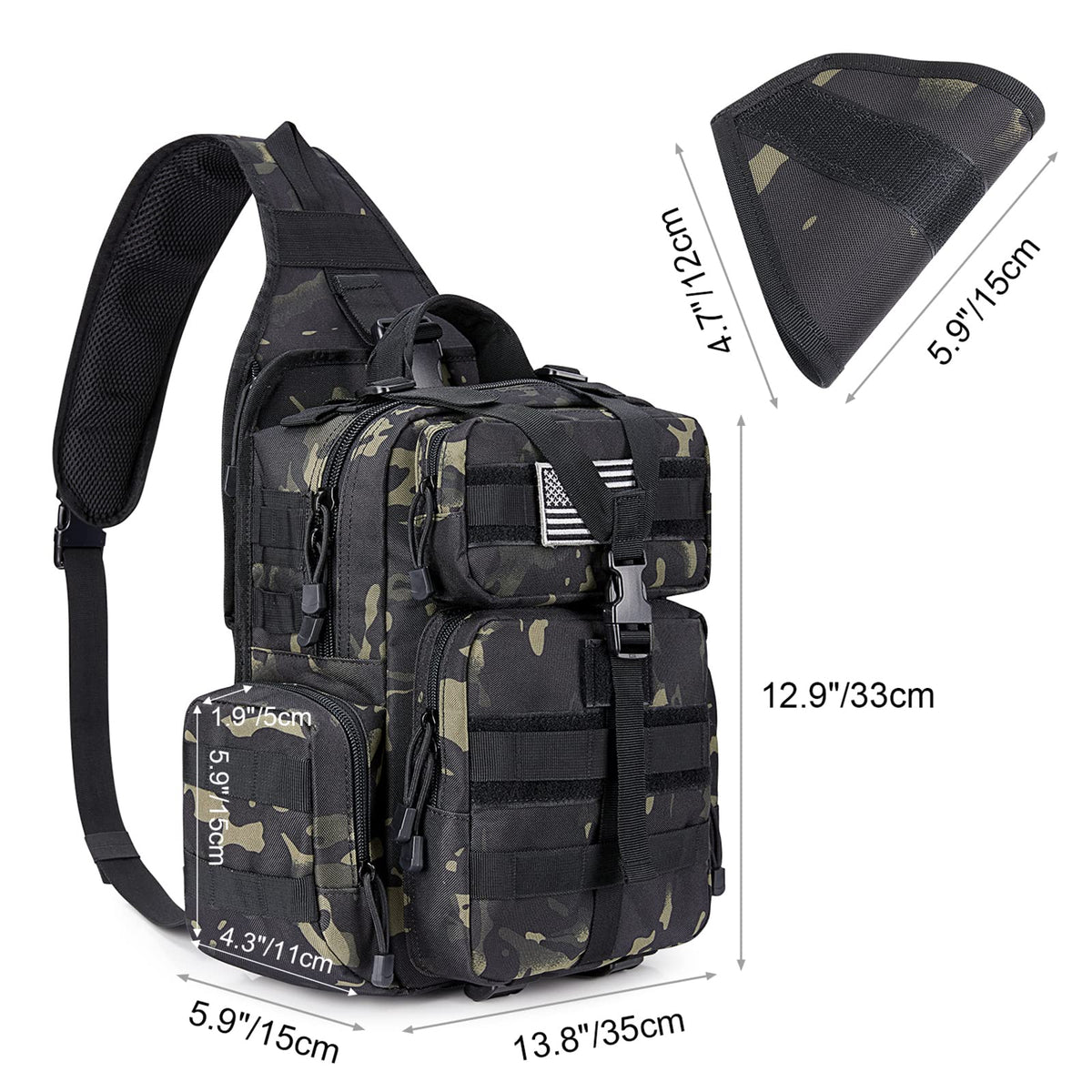 G4Free Activewear - G4Free Tactical EDC Sling Bag Backpack with Pistol Holster -D02V759D-D02V759A-D02V759F-D02V759B