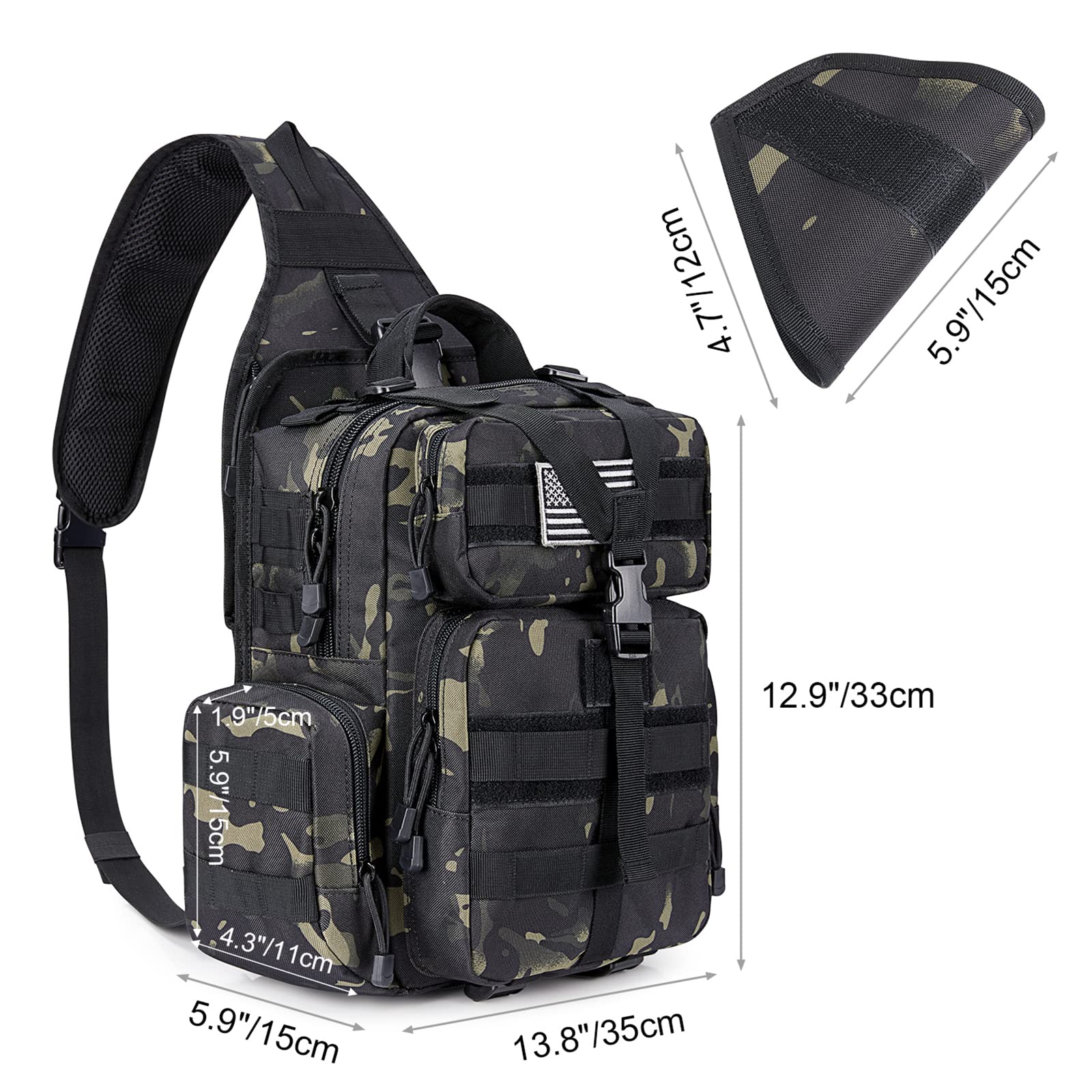 G4Free Activewear - G4Free Tactical EDC Sling Bag Backpack with Pistol Holster -D02V759D-D02V759A-D02V759F-D02V759B