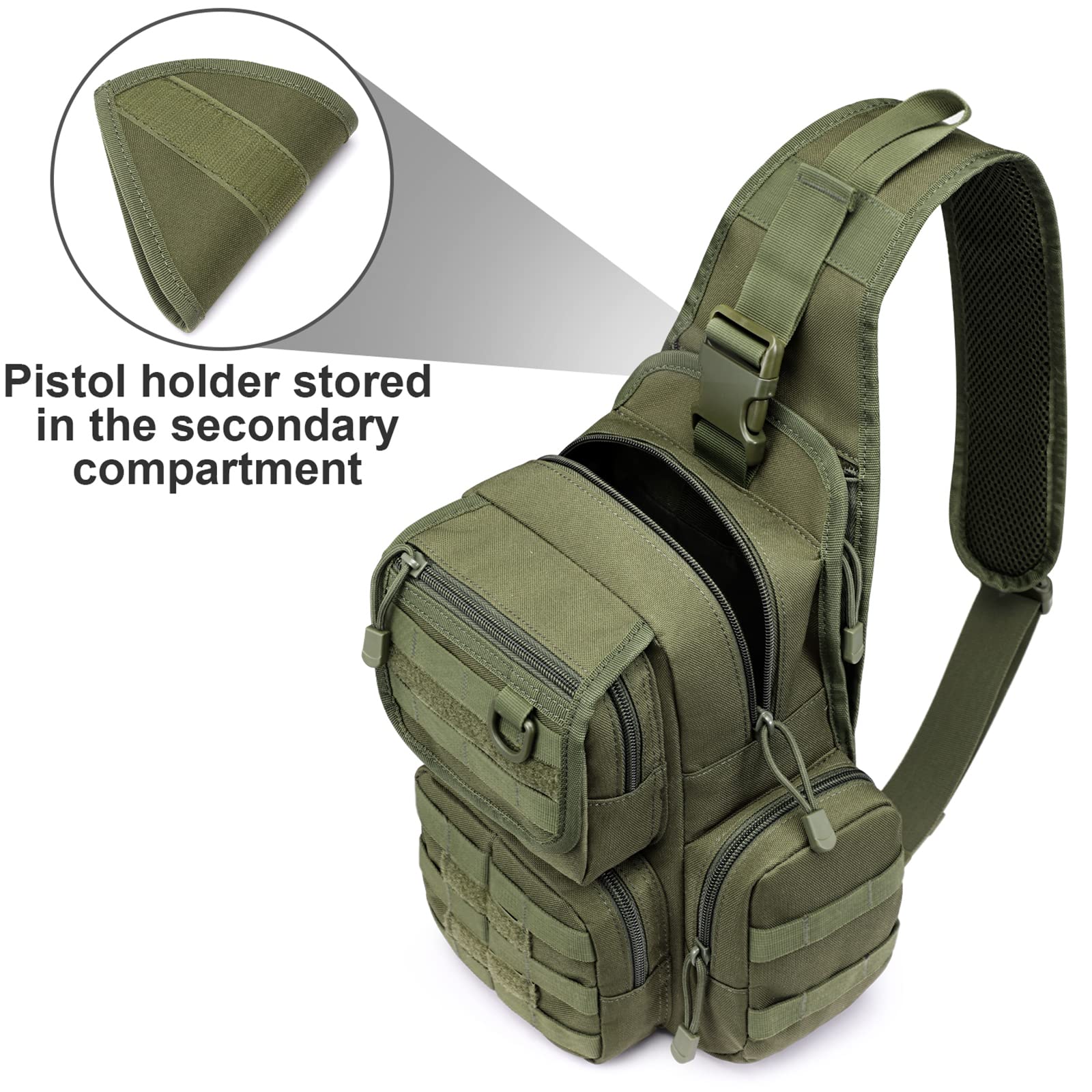G4Free Activewear - G4Free Tactical EDC Sling Bag Pack with Pistol Holster -D02V666A-D02V666B