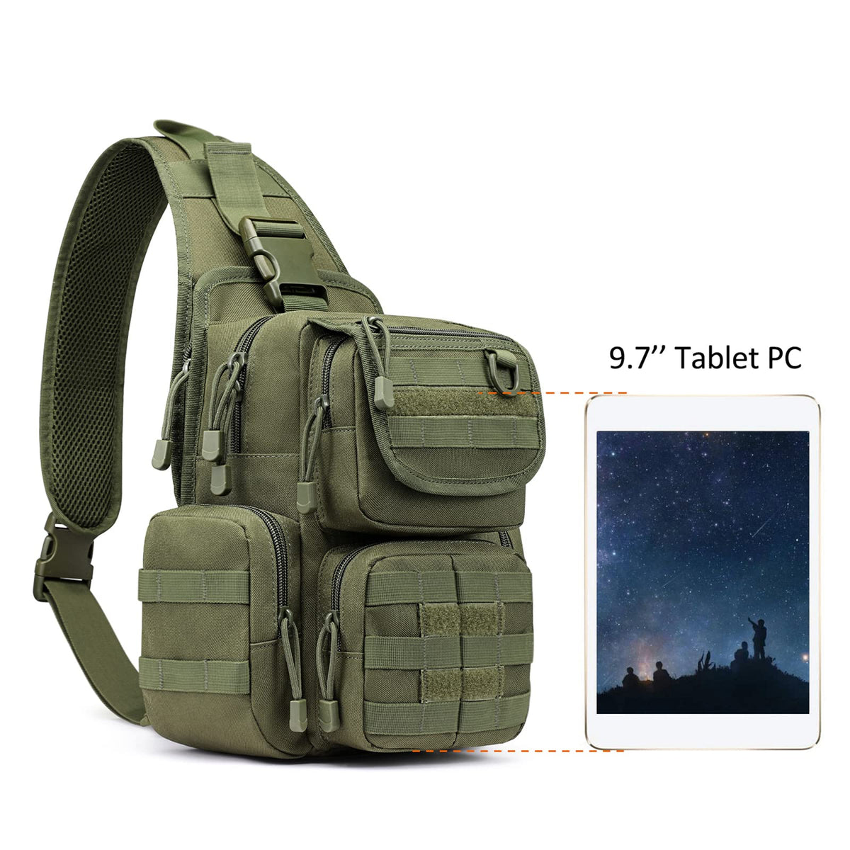 G4Free Activewear - G4Free Tactical EDC Sling Bag Pack with Pistol Holster -D02V666B-D02V666A