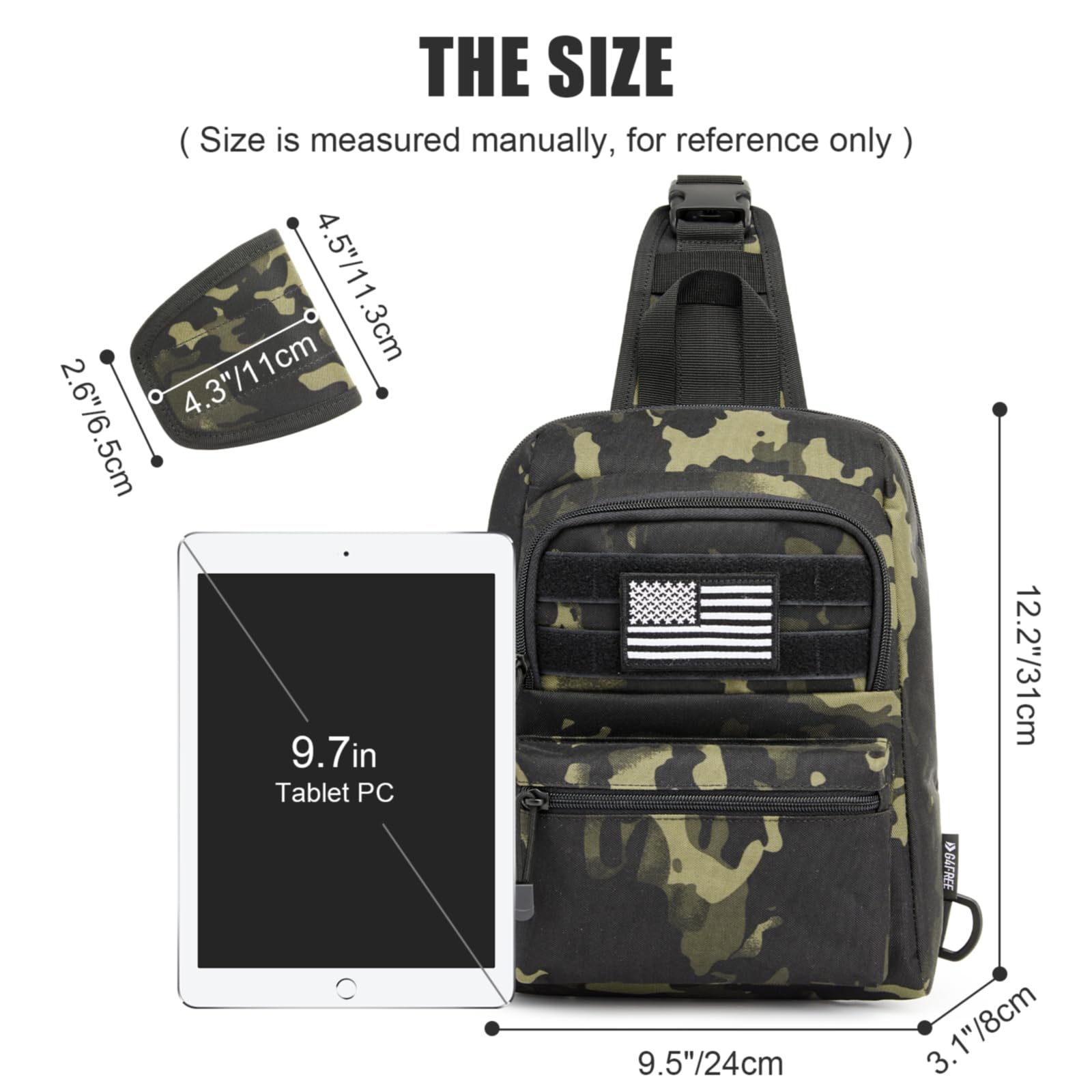 G4Free Activewear - G4Free Tactical Military Rover Shoulder Sling Pack -TN22B161B-TN22B161C-TN22B161A