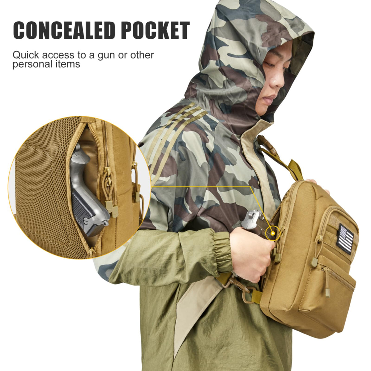G4Free Activewear - G4Free Tactical Military Rover Shoulder Sling Pack -TN22B161B-TN22B161C-TN22B161A