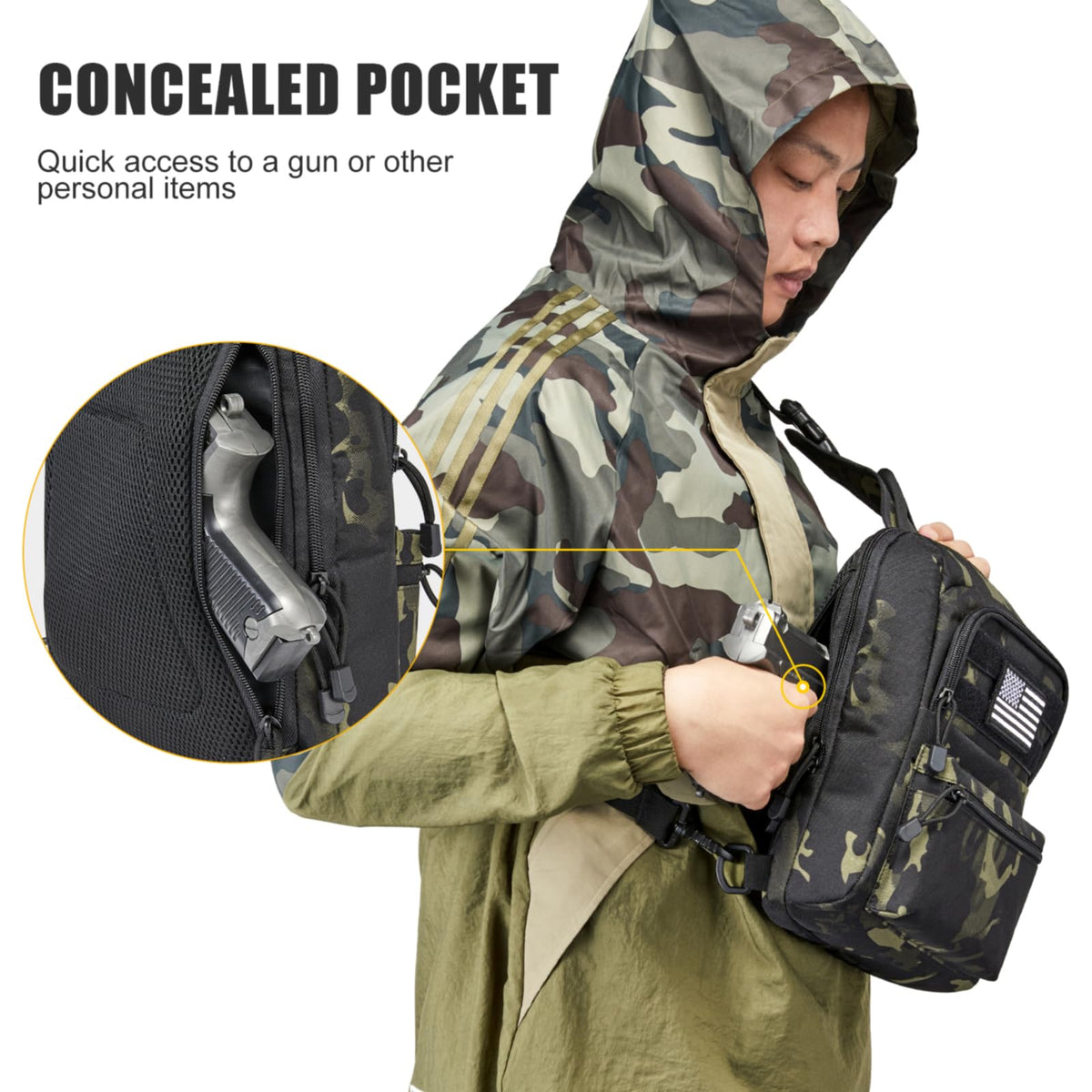 G4Free Activewear - G4Free Tactical Military Rover Shoulder Sling Pack -TN22B161B-TN22B161C-TN22B161A