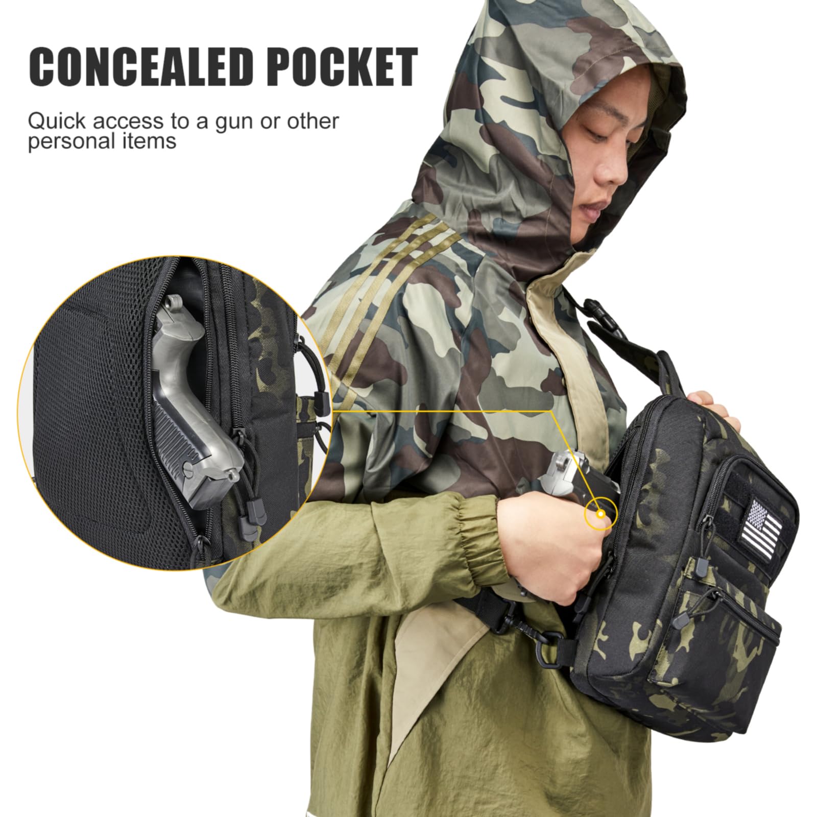 G4Free Activewear - G4Free Tactical Military Rover Shoulder Sling Pack -TN22B161B-TN22B161C-TN22B161A