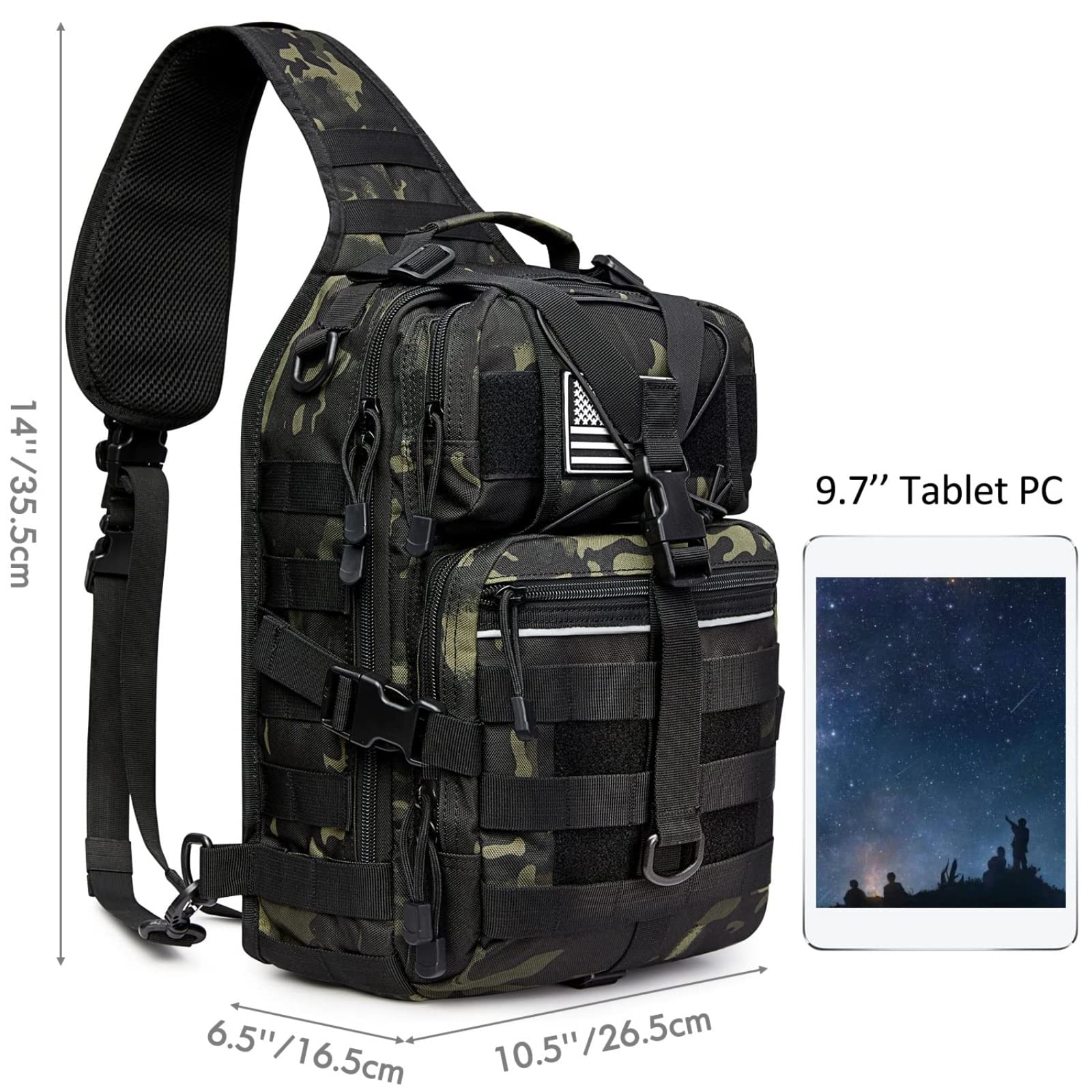 G4Free Activewear - G4Free Tactical Sling Backpack Big Molle EDC Assault Range Bag Pack Military Style for Concealed Carry -D02V676A-D02V676C