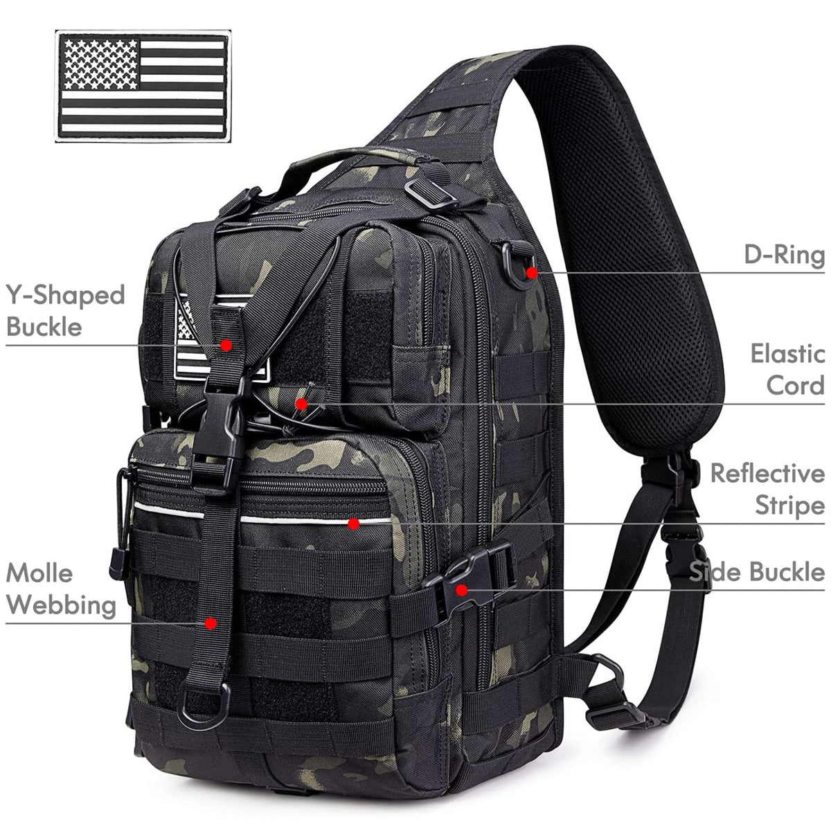 G4Free Activewear - G4Free Tactical Sling Backpack Big Molle EDC Assault Range Bag Pack Military Style for Concealed Carry -D02V676A-D02V676C