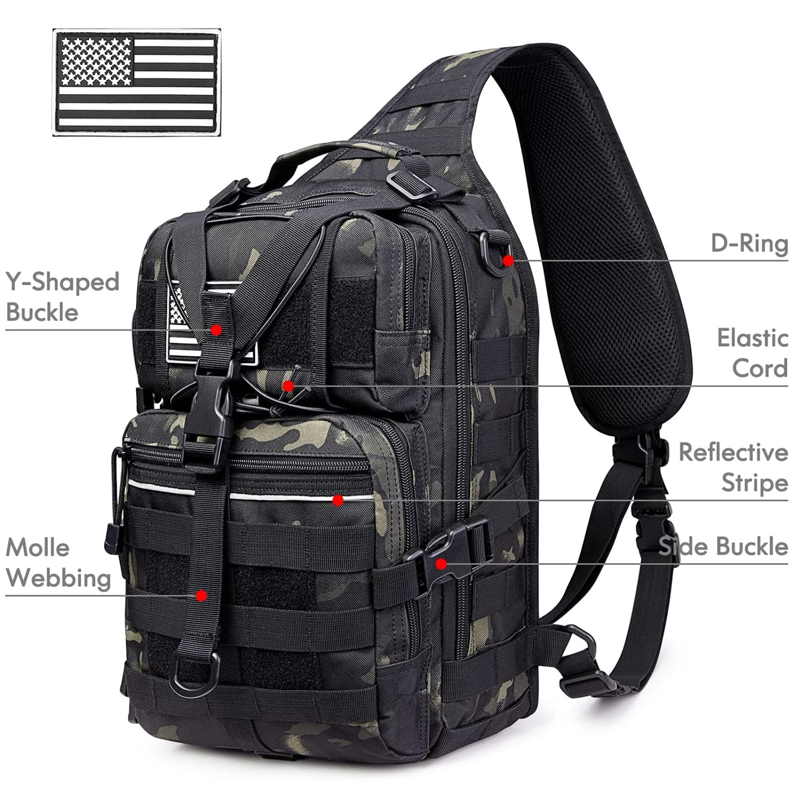 G4Free Activewear - G4Free Tactical Sling Backpack Big Molle EDC Assault Range Bag Pack Military Style for Concealed Carry -D02V676A-D02V676C