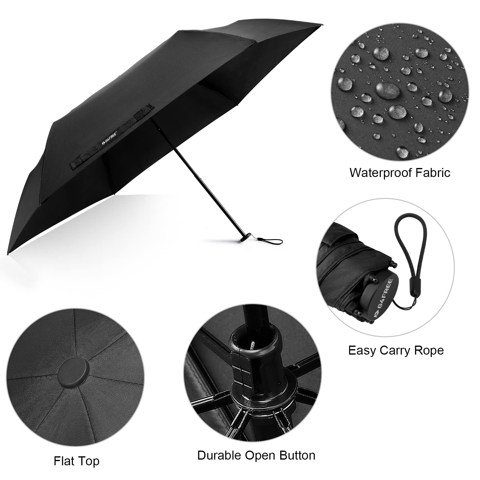 G4Free Activewear - G4Free Travel Umbrella Compact Ultralight Carbon Fiber Super Slim Small Mini UV Sun Umbrellas -NT22A130A