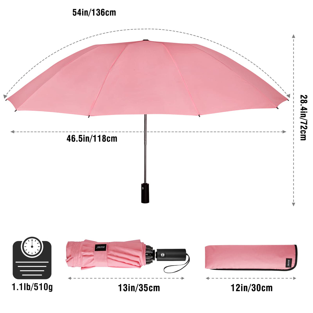 G4Free Activewear - G4Free UPF 50+ UV Protection 54 Inch Large Reverse Travel Umbrella -NT21A010B-NT21A010A-NT21A010C-NT21A010D-NT22A170A