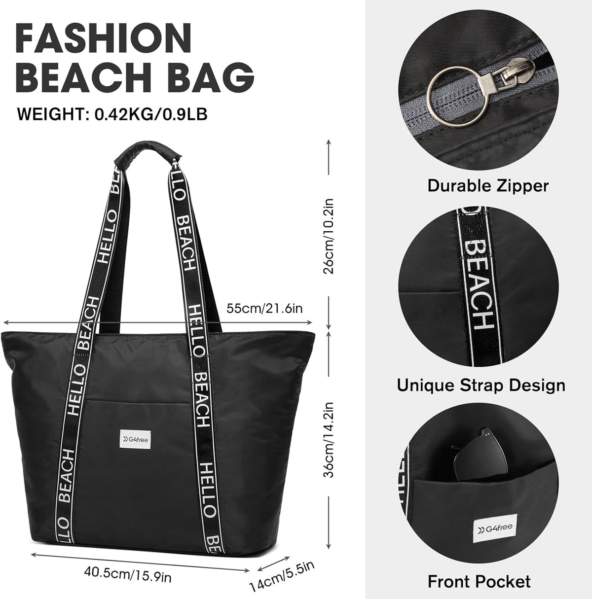 G4Free Activewear - G4Free Waterproof Women Personalized Strap Tote Bag -TN24B344B-TN24B344A-TN24B344C