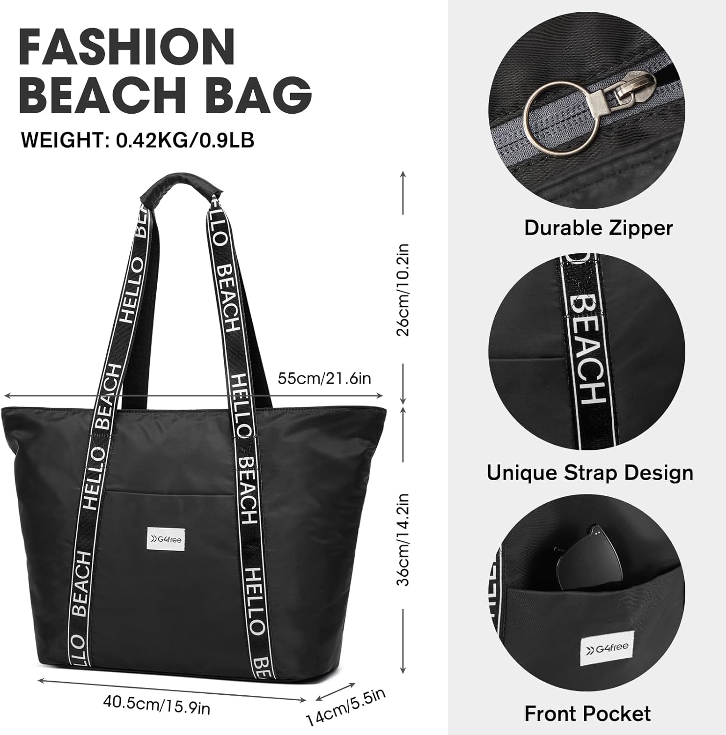 G4Free Activewear - G4Free Waterproof Women Personalized Strap Tote Bag -TN24B344B-TN24B344A-TN24B344C